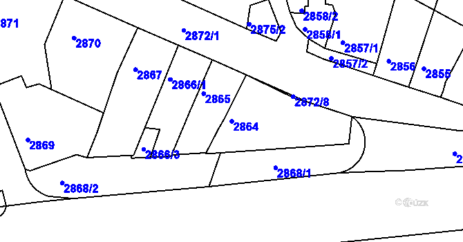 Parcela st. 2864 v KÚ Litoměřice, Katastrální mapa