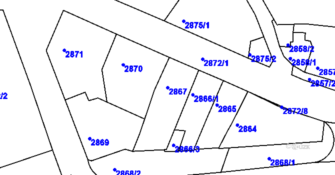 Parcela st. 2867 v KÚ Litoměřice, Katastrální mapa