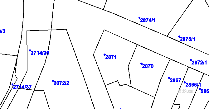 Parcela st. 2871 v KÚ Litoměřice, Katastrální mapa