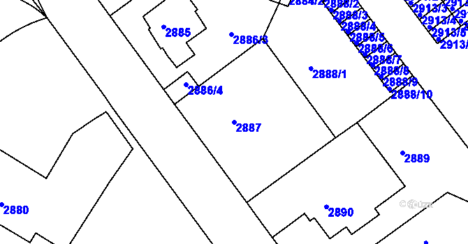 Parcela st. 2887 v KÚ Litoměřice, Katastrální mapa