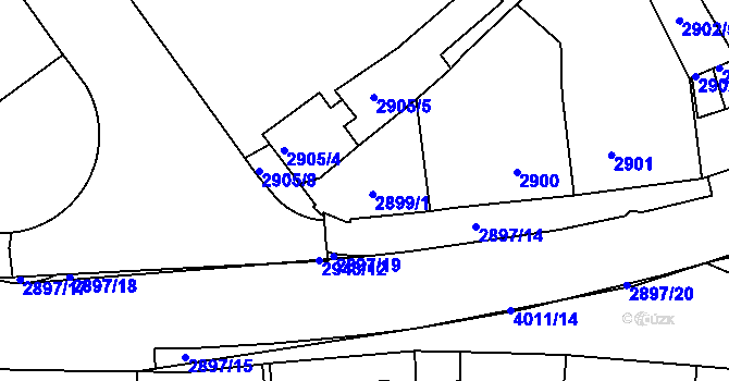 Parcela st. 2899 v KÚ Litoměřice, Katastrální mapa