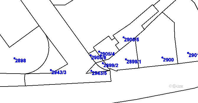 Parcela st. 2905/4 v KÚ Litoměřice, Katastrální mapa