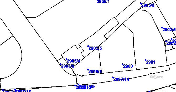 Parcela st. 2905/5 v KÚ Litoměřice, Katastrální mapa