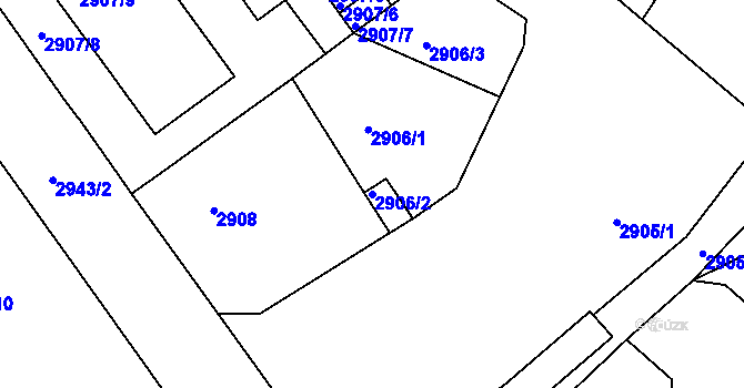 Parcela st. 2906/2 v KÚ Litoměřice, Katastrální mapa