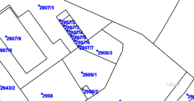 Parcela st. 2906/3 v KÚ Litoměřice, Katastrální mapa