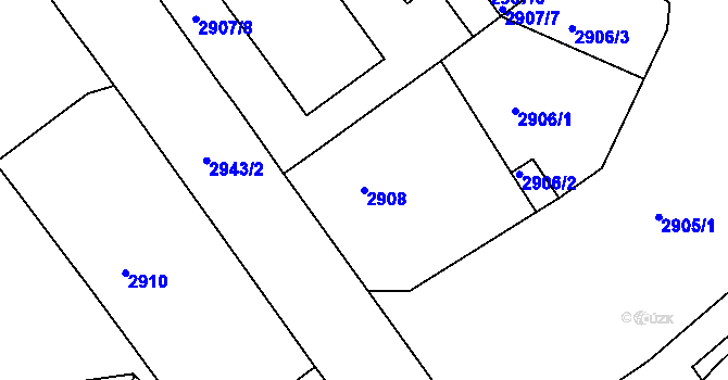 Parcela st. 2908 v KÚ Litoměřice, Katastrální mapa