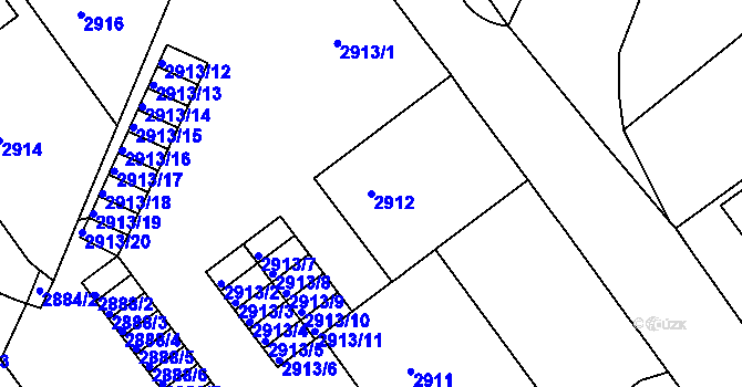 Parcela st. 2912 v KÚ Litoměřice, Katastrální mapa