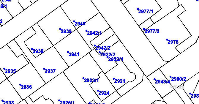 Parcela st. 2922/2 v KÚ Litoměřice, Katastrální mapa