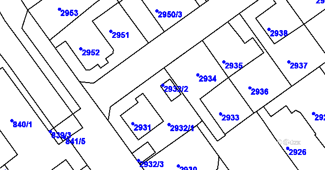 Parcela st. 2932/2 v KÚ Litoměřice, Katastrální mapa