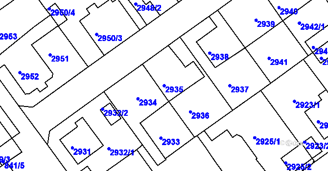 Parcela st. 2935 v KÚ Litoměřice, Katastrální mapa