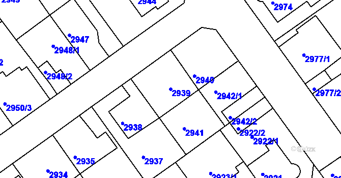 Parcela st. 2939 v KÚ Litoměřice, Katastrální mapa