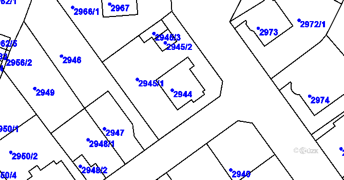 Parcela st. 2944 v KÚ Litoměřice, Katastrální mapa