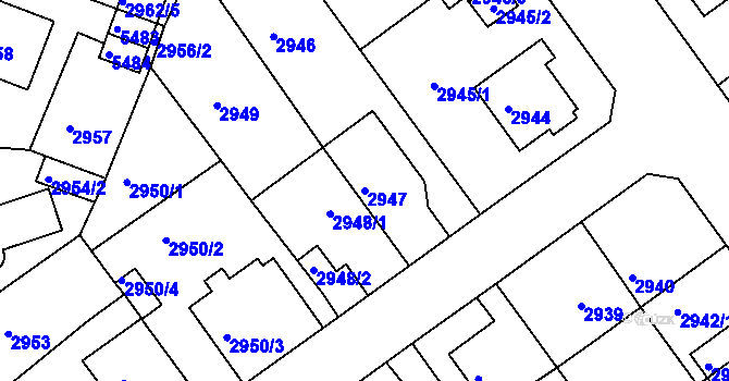 Parcela st. 2947 v KÚ Litoměřice, Katastrální mapa