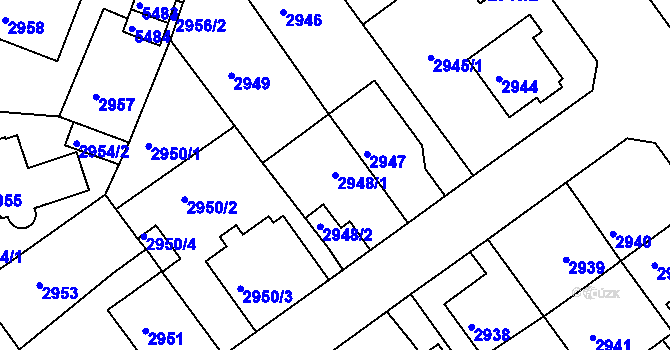 Parcela st. 2948/1 v KÚ Litoměřice, Katastrální mapa