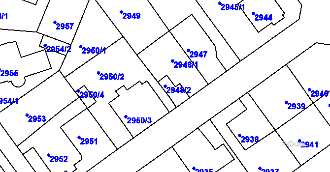 Parcela st. 2948/2 v KÚ Litoměřice, Katastrální mapa