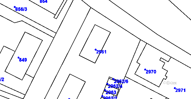 Parcela st. 2961 v KÚ Litoměřice, Katastrální mapa