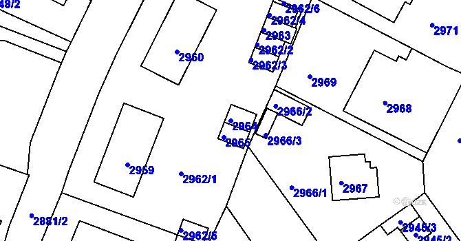 Parcela st. 2964 v KÚ Litoměřice, Katastrální mapa