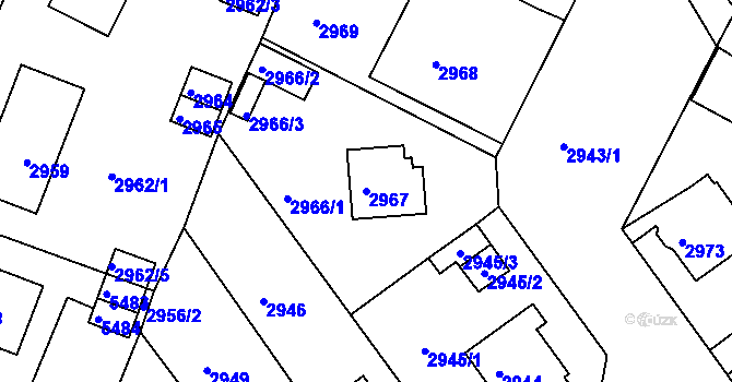 Parcela st. 2967 v KÚ Litoměřice, Katastrální mapa