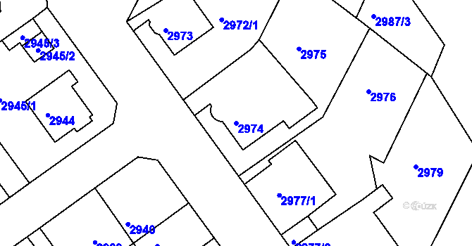 Parcela st. 2974 v KÚ Litoměřice, Katastrální mapa