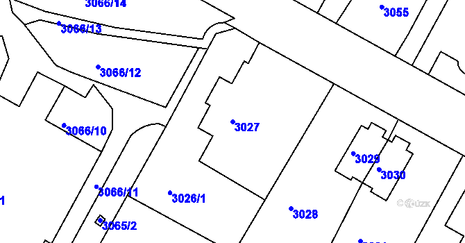Parcela st. 3027 v KÚ Litoměřice, Katastrální mapa