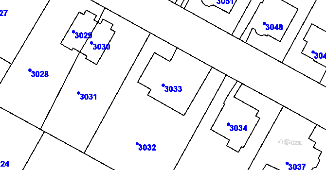 Parcela st. 3033 v KÚ Litoměřice, Katastrální mapa