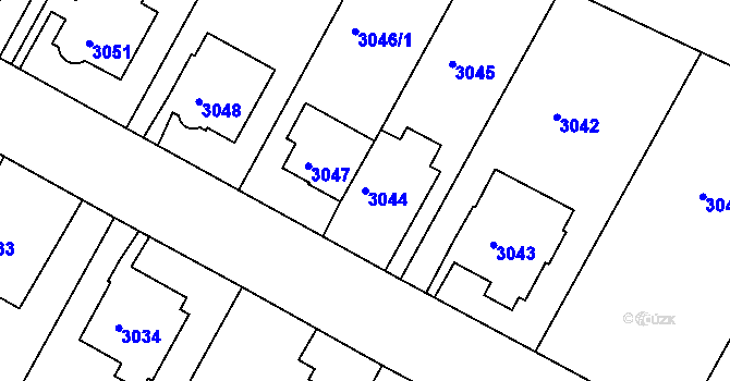 Parcela st. 3044 v KÚ Litoměřice, Katastrální mapa