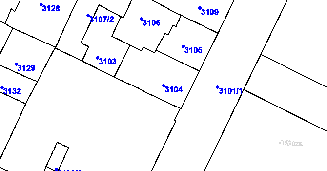 Parcela st. 3104 v KÚ Litoměřice, Katastrální mapa