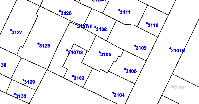Parcela st. 3106 v KÚ Litoměřice, Katastrální mapa
