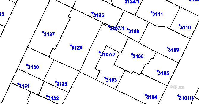 Parcela st. 3107/2 v KÚ Litoměřice, Katastrální mapa