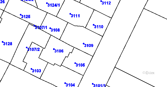 Parcela st. 3109 v KÚ Litoměřice, Katastrální mapa