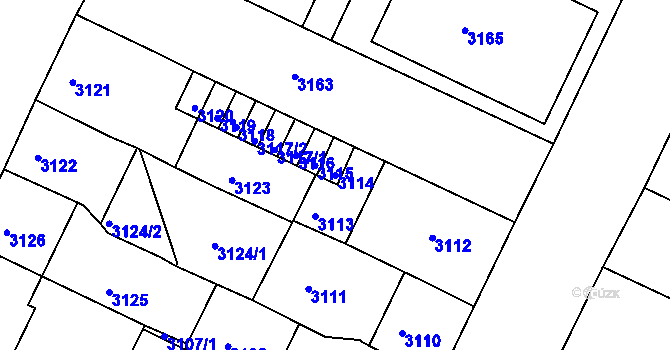 Parcela st. 3114 v KÚ Litoměřice, Katastrální mapa