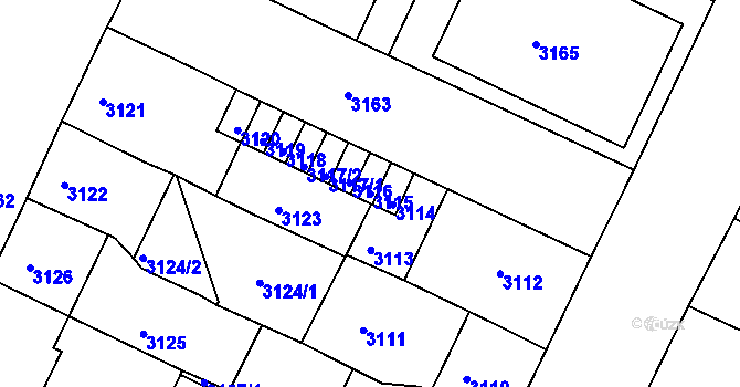 Parcela st. 3115 v KÚ Litoměřice, Katastrální mapa