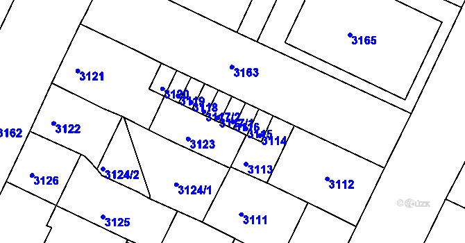 Parcela st. 3116 v KÚ Litoměřice, Katastrální mapa