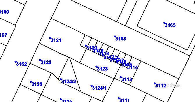 Parcela st. 3118 v KÚ Litoměřice, Katastrální mapa