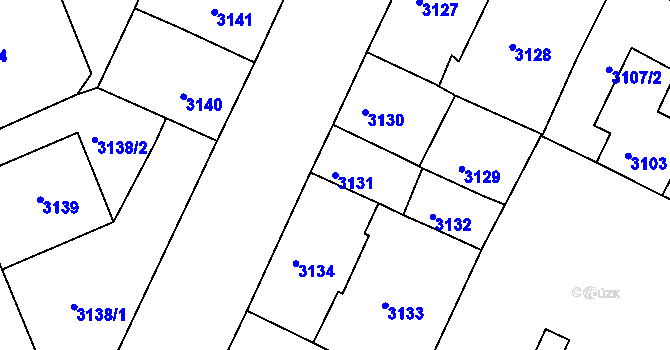 Parcela st. 3131 v KÚ Litoměřice, Katastrální mapa