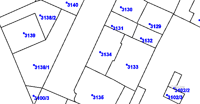 Parcela st. 3134 v KÚ Litoměřice, Katastrální mapa
