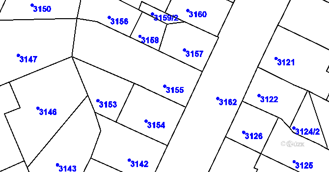 Parcela st. 3155 v KÚ Litoměřice, Katastrální mapa
