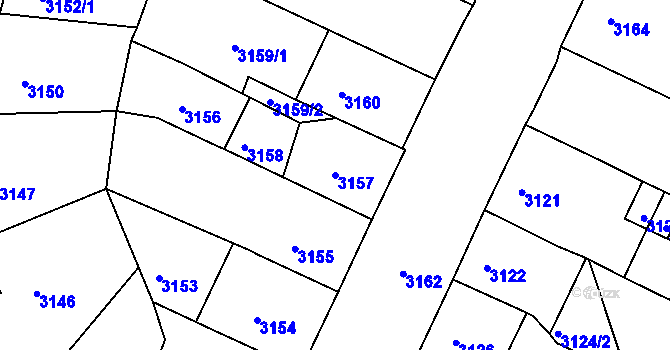 Parcela st. 3157 v KÚ Litoměřice, Katastrální mapa