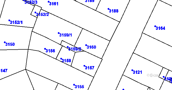 Parcela st. 3160 v KÚ Litoměřice, Katastrální mapa