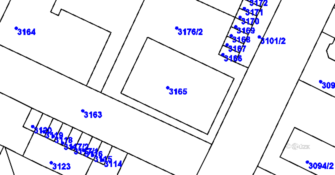 Parcela st. 3165 v KÚ Litoměřice, Katastrální mapa