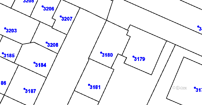 Parcela st. 3180 v KÚ Litoměřice, Katastrální mapa