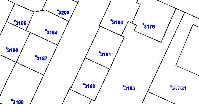 Parcela st. 3181 v KÚ Litoměřice, Katastrální mapa