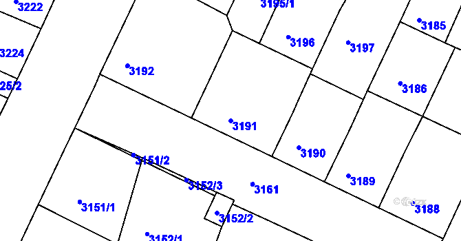 Parcela st. 3191 v KÚ Litoměřice, Katastrální mapa