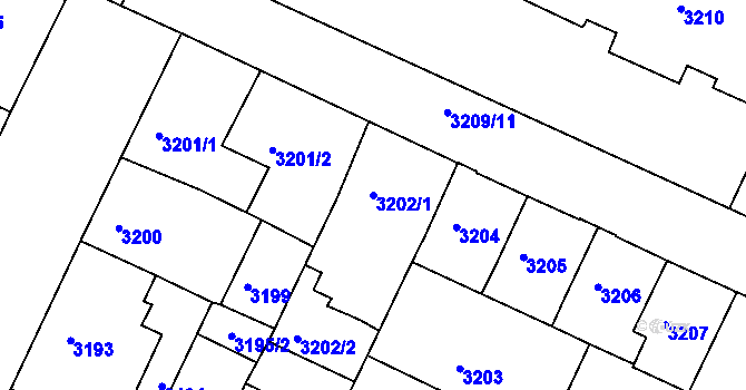 Parcela st. 3202/1 v KÚ Litoměřice, Katastrální mapa