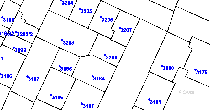 Parcela st. 3208 v KÚ Litoměřice, Katastrální mapa