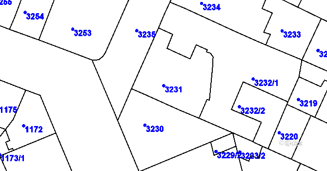 Parcela st. 3231 v KÚ Litoměřice, Katastrální mapa