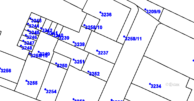 Parcela st. 3237 v KÚ Litoměřice, Katastrální mapa