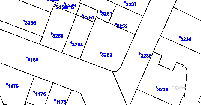 Parcela st. 3253 v KÚ Litoměřice, Katastrální mapa