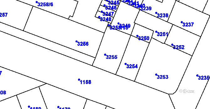 Parcela st. 3255 v KÚ Litoměřice, Katastrální mapa