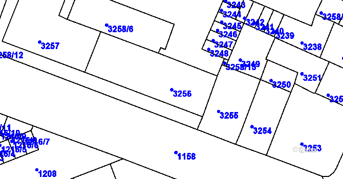 Parcela st. 3256 v KÚ Litoměřice, Katastrální mapa